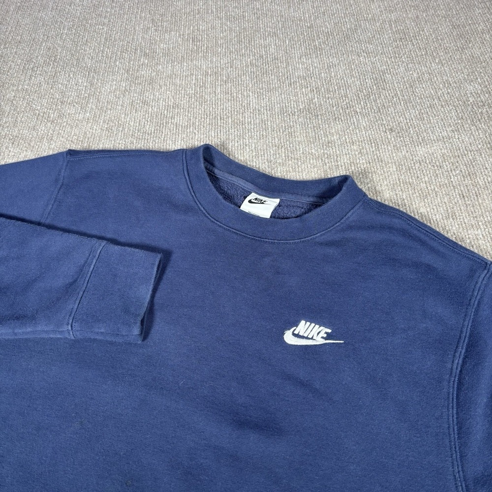 Nike Sportswear Club Fleece Sweatshirt Men S-Tall Crewneck Navy Blue Embroidered